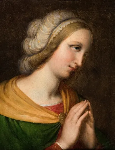 Head And Shoulders Portrait Of A Praying Woman Copy Of A Painting By Perugino