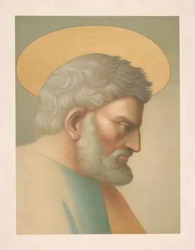Head From The Fresco Of S Peter In Prison Visited By S Paul