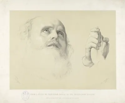 Head Of A Bearded Man Left Study Of Folded Hands Right