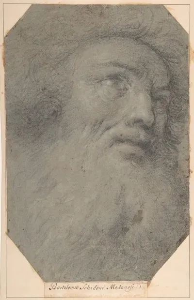 Head Of A Bearded Man Looking Up To The Right