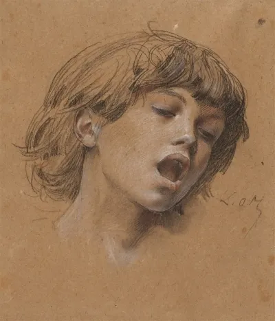 Head Of A Boy Singing Study For Music