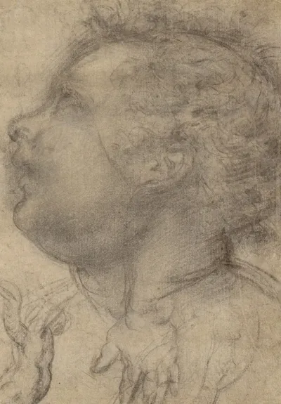 Head Of A Child An Angel And A Hand
