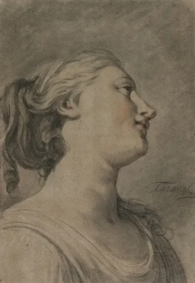 Head Of A Female Figure In Profile Turned To The Right