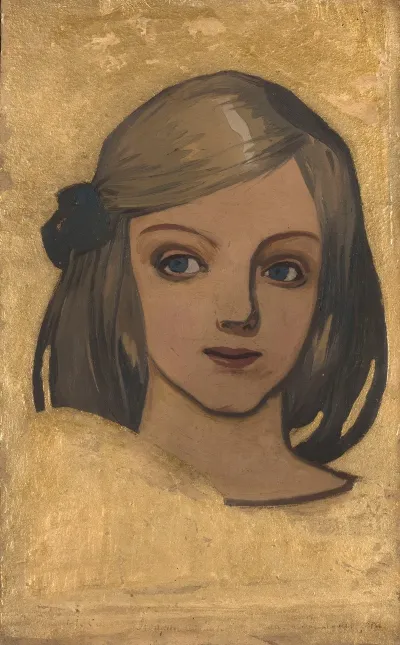 Head Of A Girl Against Gold Background
