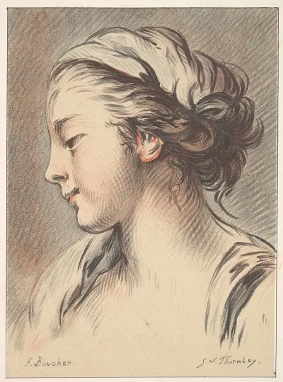 Head Of A Girl Facing Towards The Left