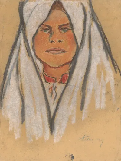 Head Of A Girl In A White Scarf