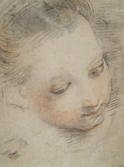 Head Of A Girl Study For A Figure In The Madonna Del Popolo Altarpiece In The Uffizi