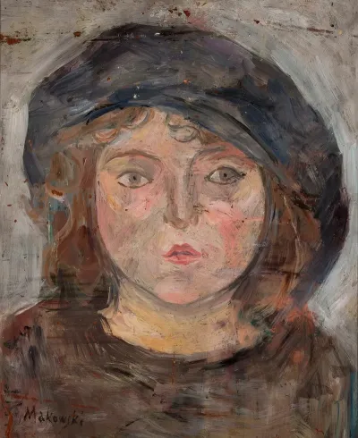 Head Of A Little Girl In A Dark Beret