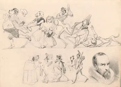 Head Of A Man And Caricatures