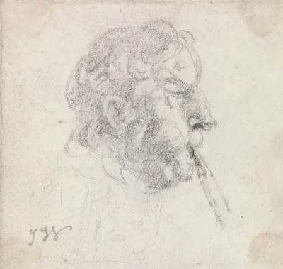 Head Of A Man Blowing A Pipe