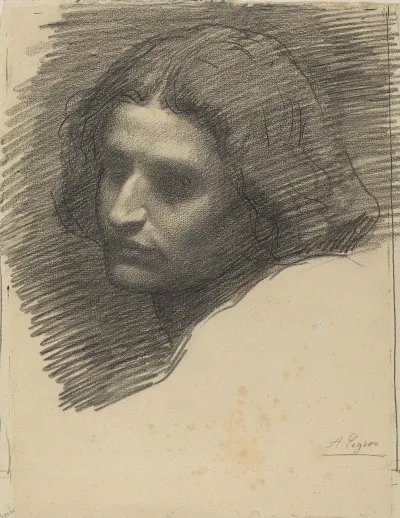 Head Of A Man Facing Left Recto