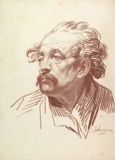 Head Of A Man With A Moustache Looking Left
