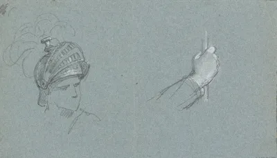 Head Of A Man With Helmet And Hand