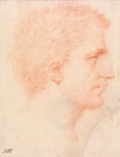 Head Of A Man With Stubble Beard Facing Right