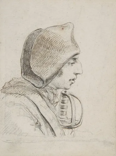 Head Of A Soldier In Profile With A Sword Handle