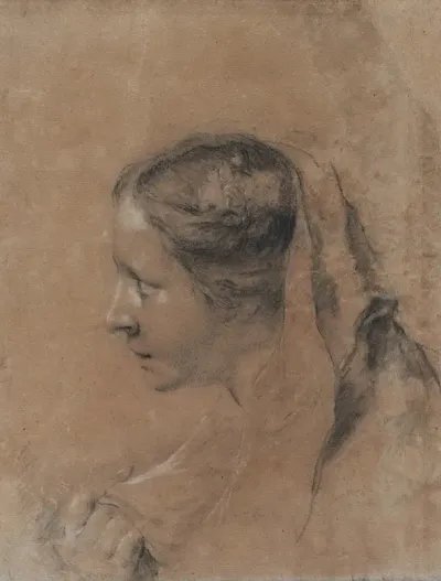 Head Of A Woman In Profile With A Scarf
