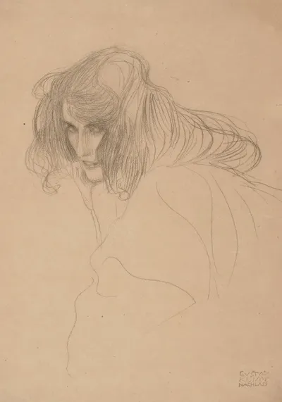 Head Of A Woman In Three Quarter Profile Study For The Beethoven Frieze
