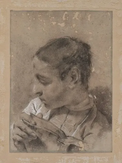 Head Of A Young Man In Profile With A Book