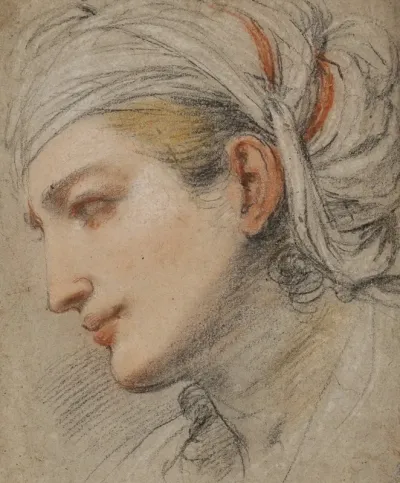 Head Of A Young Woman With A Headcloth In Profile To The Left