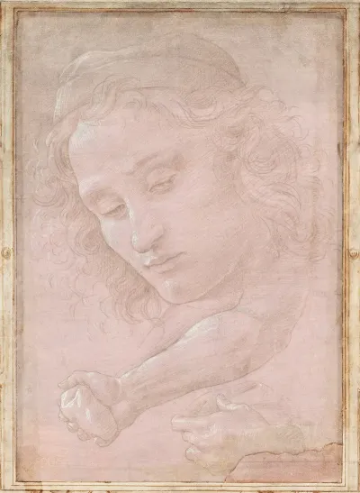Head Of A Youth Wearing A Cap A Right Forearm With The Hand Clutching A Stone And A Left Hand Holding A Drapery