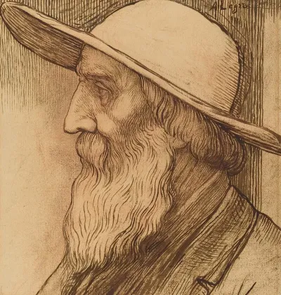Head Of An Old Man With A Wide Brimmed Hat