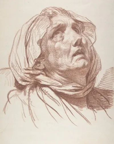 Head Of An Old Woman Looking Up