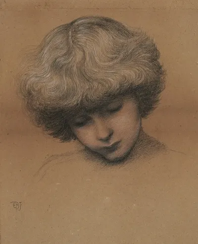 Head Of Philip Comyns Carr B 1874 Looking Down Aged 7