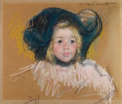 Head Of Simone In A Green Bonnet With Wavy Brim No 2