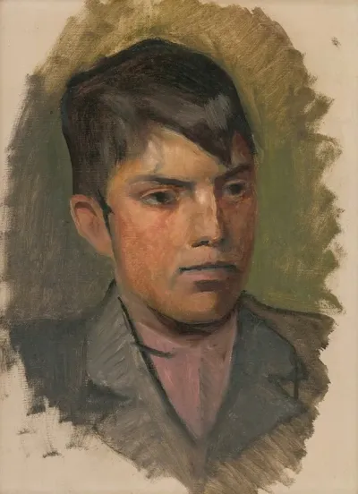Head Study Of A Boy In A Pink Shirt
