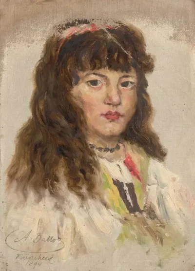 Head Study Of Woman With Long Hair