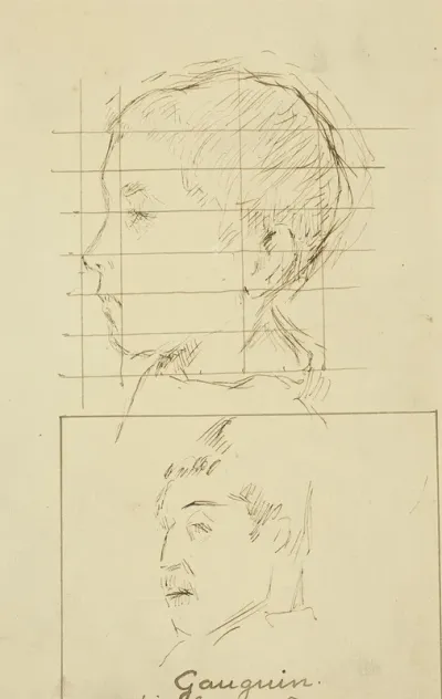 Heads Of A Boy And A Man Self Portrait Verso