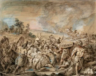 Hectors Body Wounded By Ajax Is Brought To The Zanthe River