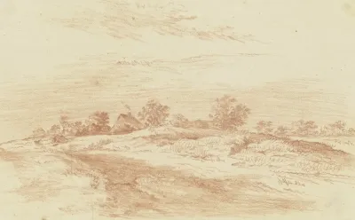 Heidelandschaft Mit Einem Gehoft Und Buschwerk