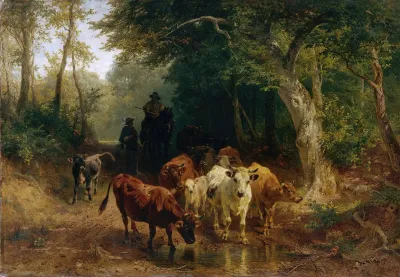 Heimkehr Der Rinderherde Im Herbst