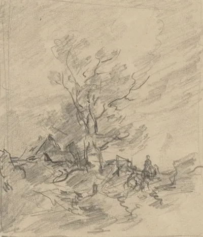 Heimkehrende Figuren In Windiger Landschaft