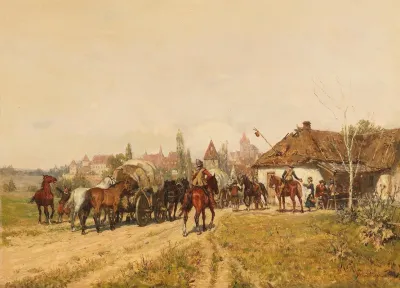 Heimkehrende Truppen Vor Den Toren Der Stadt