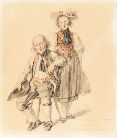 Heinrich Burkard Und Seine Tochter Von Merischwand Canton Luzern
