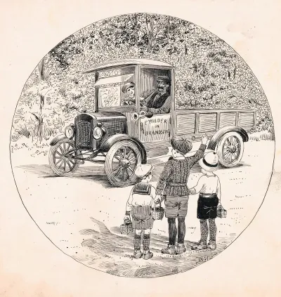 Heintje Pim En Puck Gebaren Naar Een Vrachtauto