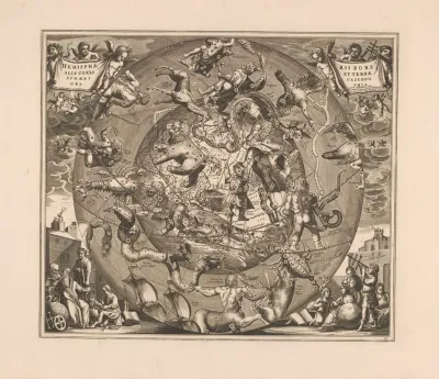 Hemelkaart Met De Noordelijke Sterrenbeelden Haemisphaerii Borealis Coeli Et Terrae Sphaerica Scenographia