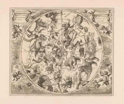 Hemelkaart Met De Noordelijke Sterrenbeelden Haemisphaerium Stellatum Boreale Antiquum