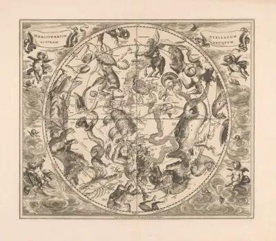 Hemelkaart Met De Zuidelijke Sterrenbeelden Haemisphaerium Stellatum Australe Antiquum