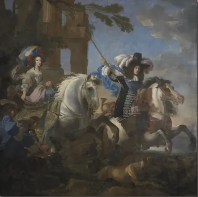 Henriette Adelaide Of Savoy And Ferdinand Of Bavaria On Horseback