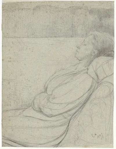 Henriette Roland Holst Van Der Schalk Liggend In Een Stoel