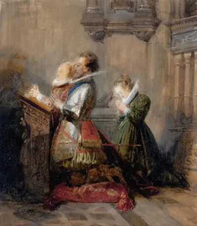 Henry Iv Praying Accompanied By Two Ladies La Priere