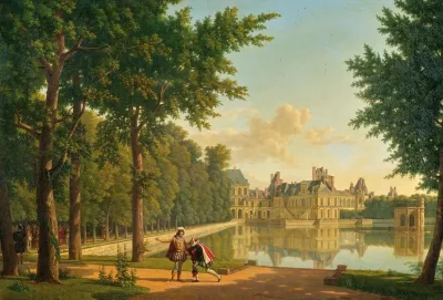 Henry Vi And Sully Before The Chateau Royal De Fontainebleau