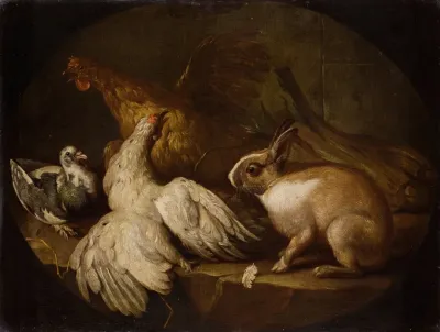 Hens A Pigeon And A Rabbit