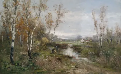 Herbstliche Moorlandschaft An Einem Birkenhain