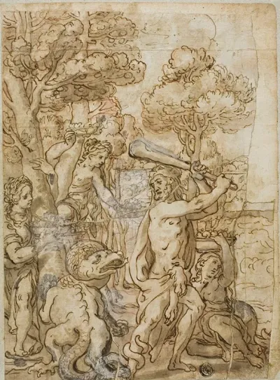 Hercules Slaying The Serpent Ladon In The Garden Of The Hesperides