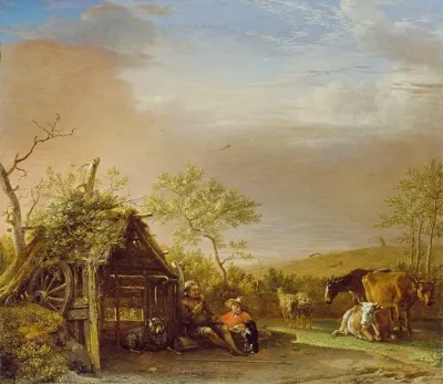 Herdsmen With Their Cattle