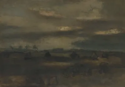 Herfstlandschap Met Aardappelrooiers